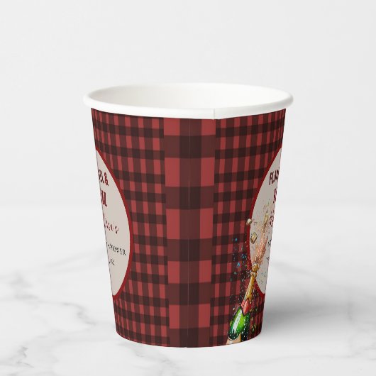 Flanel & fizz winterrood & zwart vrijgezellenfeest papieren bekers (Rechts)