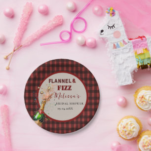 Flanel & fizz winterrood & zwart vrijgezellenfeest papieren bordje