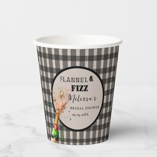 Flanel & fizz winterzwart & wit vrijgezellenfeest papieren bekers (Voorkant)