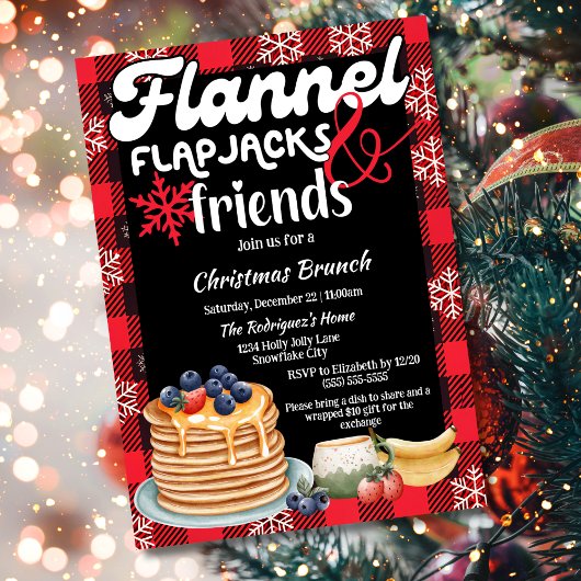 Flanel Flapjacks en Vrienden Kerstbrunch Kaart