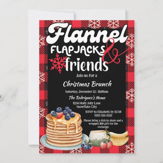 Flanel Flapjacks en Vrienden Kerstbrunch Kaart (Voorkant)