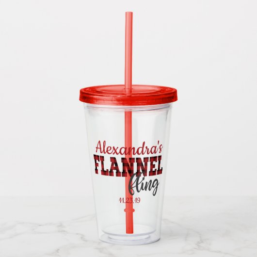 Flanel Fling - Rood - Acryl Tumbler Drinkbeker (Voorkant)