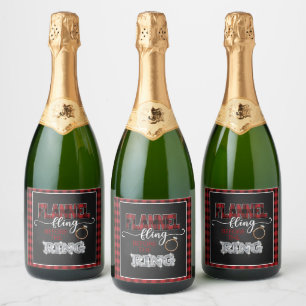 Flanel Fling Voor de Ring Mousserende Wijn Label Sparkling Wijnetiket