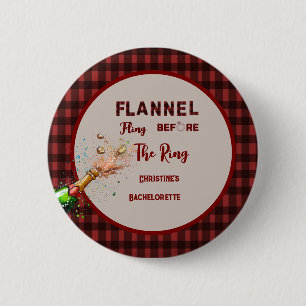 Flanel Fling voor ring rode plaid bachelorette Ronde Button 5,7 Cm