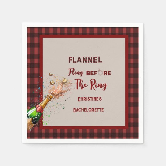 Flanel Fling voor ring rode plaid bachelorette Servet (Voorkant)