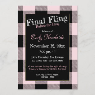 Flanel Girls Night Out Bachelorette Party Kaart