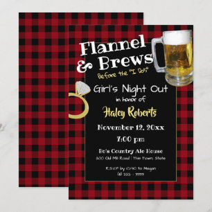 Flanel Girls Night Out Bachelorette Party Kaart