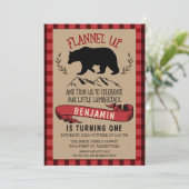 Flanel houthakker 1e of 2e verjaardag uitnodiging (Staand voorkant)