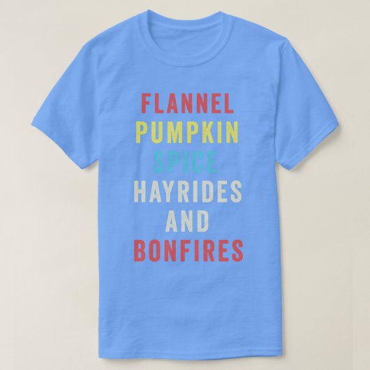 Flanel Pompoen Spice Hayrides en vreugdevuren Grap T-shirt (Design voorkant)
