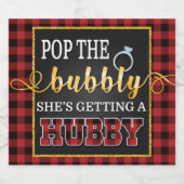 Flanel Pop de Bubble Ze krijgt een Hubby Sparkling Wijnetiket (Enkel label)