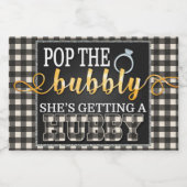 Flanel Pop de Bubble Ze krijgt een Hubby White Sparkling Wijnetiket (Enkel label)