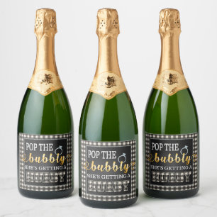 Flanel Pop de Bubble Ze krijgt een Hubby White Sparkling Wijnetiket