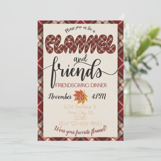 Flanel & Vrienden VriendenUitnodiging voor het din Kaart (Staand voorkant)
