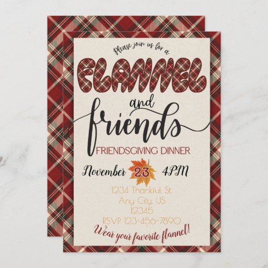 Flanel & Vrienden VriendenUitnodiging voor het din Kaart (Voorkant / Achterkant)