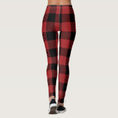 Flanel Vrouwen leggings in Rood en Zwart (Achterkant)