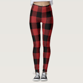 Flanel Vrouwen leggings in Rood en Zwart
