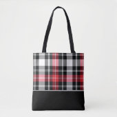 Flanel Zwart, Wit, en Rode Tartan Plaid Tote Bag (Voorkant)