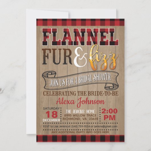 Flanelbont en Fizz-Vrijgezellenfeest Kaart (Voorkant)