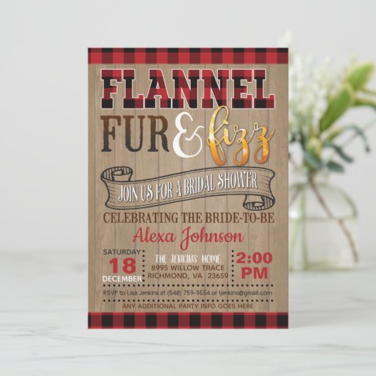 Flanelbont en Fizz-Vrijgezellenfeest Kaart (Staand voorkant)