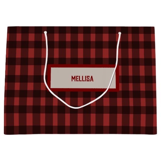 Flanellen feest voor de ring rode geruite vrijge groot cadeauzakje (Voorkant)