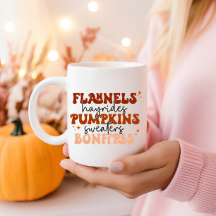 Flanellen Hooiwagens Pompoenen Truien Vuren Herfst Koffiemok