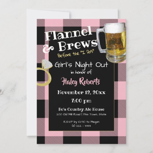 Flanellen Meidenavond Uitstapje voor Huwelijk Kaart (Voorkant)