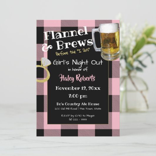 Flanellen Meidenavond Uitstapje voor Huwelijk Kaart (Staand voorkant)