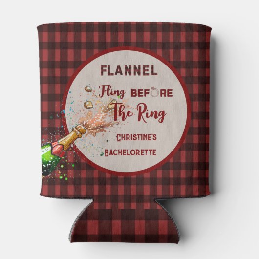 Flanellen vlindering voor de ring   rode geruite v blikjeskoeler (Achterkant)