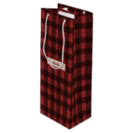 Flanellen vlindering voor de ring   rode geruite v wijn cadeautas