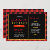 Flanels bont en fizz bachelorette uitnodiging (Voorkant / Achterkant)