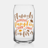 Flanels Hay Rides Pompoenen Cider Leaves Bonfires Blikvorm Glas (Voorkant)