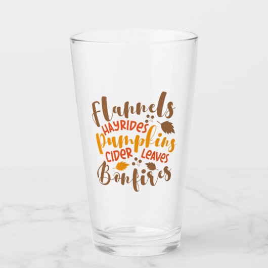 Flanels Hay Rides Pompoenen Cider Leaves Bonfires Glas (Voorkant)