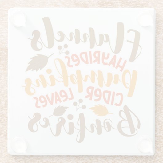 Flanels Hay Rides Pompoenen Cider Leaves Bonfires Glazen Onderzetter (Achterkant)