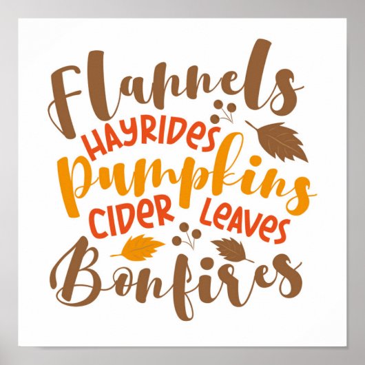 Flanels Hay Rides Pompoenen Cider Leaves Bonfires Poster (Voorkant)