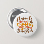 Flanels Hay Rides Pompoenen Cider Leaves Bonfires Ronde Button 5,7 Cm (Voorkant /achterkant)