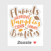 Flanels Hay Rides Pompoenen Cider Leaves Bonfires Sticker (Vel)