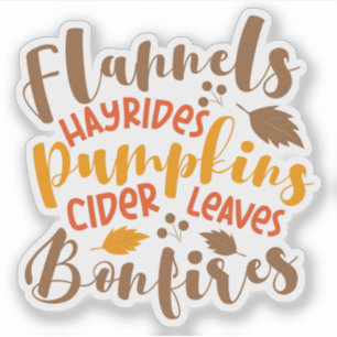 Flanels Hay Rides Pompoenen Cider Leaves Bonfires Sticker