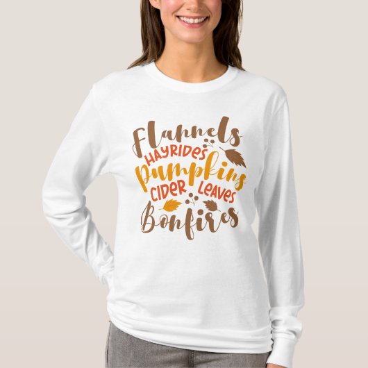 Flanels Hay Rides Pompoenen Cider Leaves Bonfires T-shirt (Voorkant)