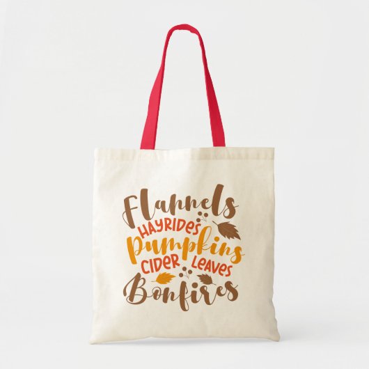 Flanels Hay Rides Pompoenen Cider Leaves Bonfires Tote Bag (Voorkant)