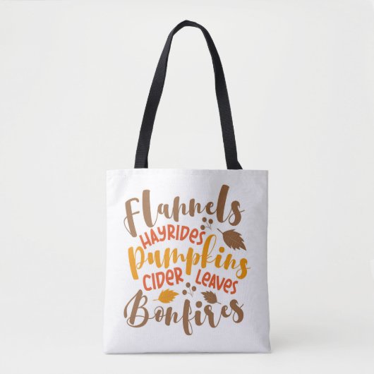 Flanels Hay Rides Pompoenen Cider Leaves Bonfires Tote Bag (Voorkant)