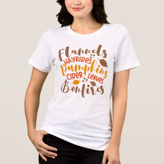 Flanels Hay Rides Pompoenen Cider Leaves Bonfires Tri-Blend Shirt (Voorkant)