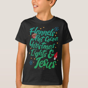 Flanels Hot Cacao Kerstverlichting en Jezus T-shirt