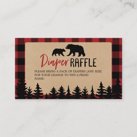 Flannel Adventure Beer Baby shower Luier Raffle Visitekaartje (Voorkant)