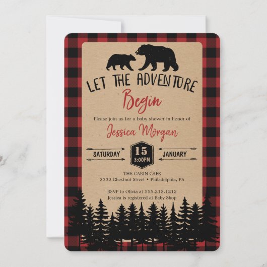 Flannel Adventure Beer Baby Shower Uitnodigingen (Voorkant)
