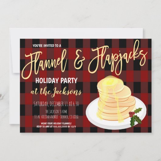 Flannel and Flapjacks Party Invitation Kaart (Voorkant)