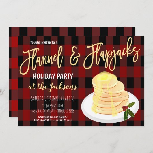 Flannel and Flapjacks Party Invitation Kaart (Voorkant / Achterkant)