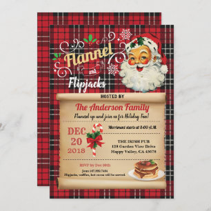 Flannel and flipjacks pajama and pancake party inv kaart
