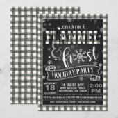 Flannel and Frost Holiday Party Invitation White Kaart (Voorkant / Achterkant)