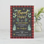 Flannel and Frost Holiday Party Uitnodiging (Staand voorkant)