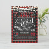 Flannel and Frost Kerstparty Invitation Red/L Kaart (Staand voorkant)
